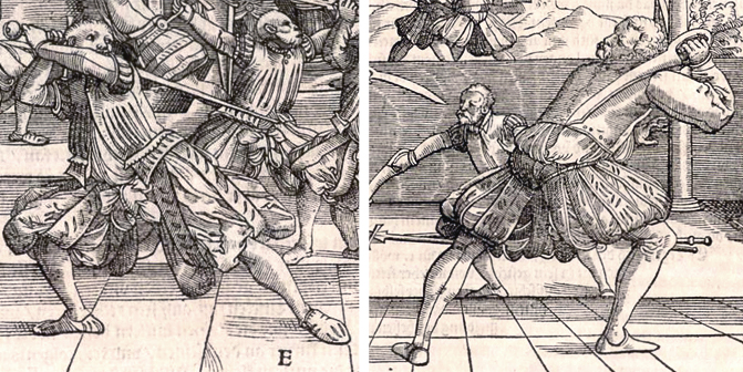 Zornhut with longsword and dussack, from Meyer's 1570 treatise.