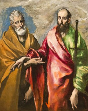 Saint Peter and Saint Paul, which holds a montante by his side. El Greco,  1595.